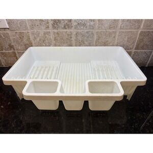 Vintage Rubbermaid 6054 Drainer Dish Drying Rack Plastic White *stains*